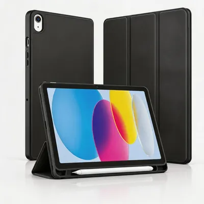Produktbild von Betterfon Tablet Hülle für Apple iPad (A16) 11./10. Smart Case mit Stifthalterung Auto Sleep Wake Standfunktion Schwarz