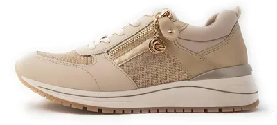 Image de Remonte : Baskets de sport pour femmes, modèle à lacets, couleur beige, style décontracté