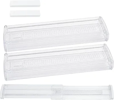 Produktbild von PolkaHome® 2er Set Schubladen-Organizer, Verstellbar 28-50 cm, Transparente Schubladenteiler für Küche, Kleiderschrank, Büro –