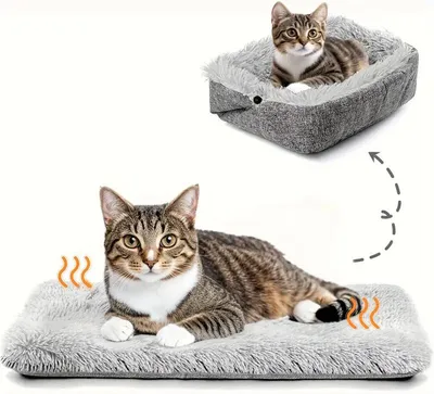 Produktbild von Katzenbett, Waschbar, Katzenmatte, Weiches Katzenkissen, 2-in-1, Katzenbett, Katzenmatte, Gemš¹tlicher Katzenkorb Fš¹r Katzen Und Kleine Hunde, 60 cm x 50 cm, Grau