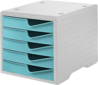 Produktbild von styro Schubladenbox styroswingbox  aqua 275-8430.5281, DIN C4 mit 5 Schubladen