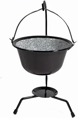 Produktbild von Ungarischer Gulaschkessel aus Emaille 0,8 Liter mit Kesselständer für Fondue