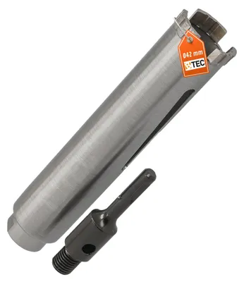 Produktbild von Diamantbohrkrone Ø 42 mm Nutzlänge 180 mm mit SDS+-Aufnahme 100 mm Segmenthöhe 10 mm Diamant Bohrkrone Trockenbohrkrone Kernbohrer Betonbohrkrone Kernbohrkrone BTEC
