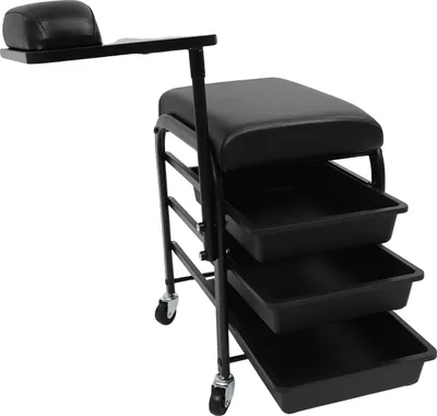 Zdjęcie produktu dla Salon kosmetyczny Nagelwagen, konstrukcja na kółkach, trzy szuflady, czarny