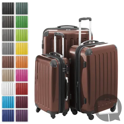 Immagine prodotto di HAUPTSTADTKOFFER - Alex - set di valigie 3 dimensioni trolley a guscio duro espandibile, 4 ruote, set di valigie da viaggio a guscio duro lucido, valigie da viaggio espandibili, blu ciano