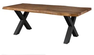 Produktbild von MASSIVMOEBEL24.DE Baumtisch Sheesham 240x100x77 natur gebeizt / X-Beine anthrazit matt FREEFORM 5