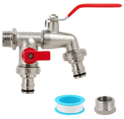 Doppelter Außenwasserhahn, frostbeständig, 1/2 und 3/4 Zoll