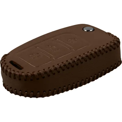 Produktbild von PhoneNatic Echtleder stitched Schlüssel Hülle kompatibel mit der VW Tiguan 3-Tasten Fernbedienung in hellbraun Klappschlüssel 3-Key