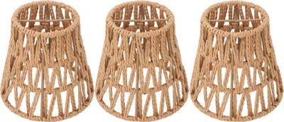 Produktbild von 3er Set Kunst-Rattan Lampenschirme, Bohemian Stil, E14 Clip-On, Geflochtenes Papier, Dekorative Lampenschirme für Tisch- und Stehlampen