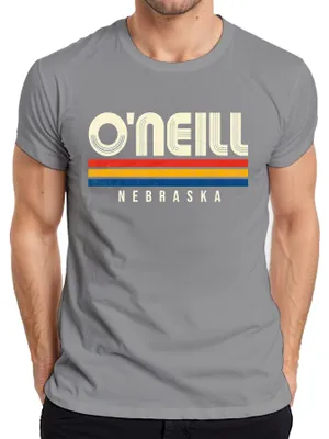 Produktbild von O'Neill Nebraska Vintage Retro 70s 80s Style Streifen USA Amerika Herren T-Shirt, Grau, M
