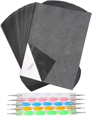 Produktbild von 100 Blatt Kohlepapier, A4-Graphitpapier, Transferpapier, Transparentpapier und Kopierpapier mit Prägestift-Set, ideal für Holz, Papier, Leinwand und andere künstlerische Oberflächen.