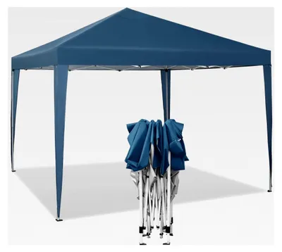Produktbild von Pop-Up Pavillon wasserdicht Faltpavillon Sonnenschutz Event Pavillon Gartenpavillon Terrasse Camping Festival Pagodenzelt Oxford Metallrahmen 3 x 3 m Blau