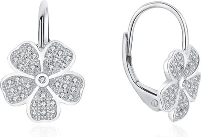 Produktbild von Charmante Silberohrringe mit Zirkonen Blumen E0000564