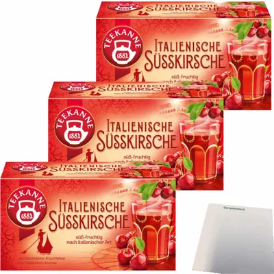 Produktbild von Teekanne Ländertee Italienische Süsskirsche 3er Pack (3x45g Packung) + usy Block