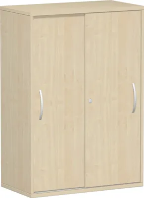 Produktbild von Geramöbel Schiebetürenschrank Oberboden 25 mm, mit Standfüßen, abschließbar, 800x425x1182, Ahorn/Ahorn, S-383502-AA