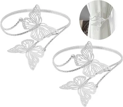 Produktbild von Vorhanghalterung – Moderne Vorhangklemmen – Schmetterlingsdesign – 2 Stück – Vorhangzubehör – einfach zu installieren – Wickelclips für den Hausgebrauch