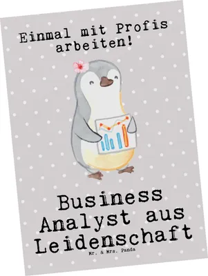 Produktbild von Mr. & Mrs. Panda Ansichtskarte Business Analyst Leidenschaft - Grau Pastell - Geschenk, einzelkarte, Postkarten, Kunstkarten, Grußkarte, Postkarte