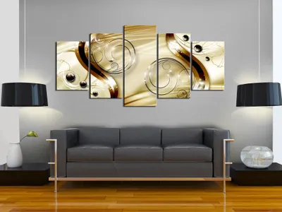 Produktbild von Akustikbild Abstrakt Blumen 200x100 cm Bilder Akustikschaum Hochleistungsschallabsorber Schallschutz Leinwand 5 tlg Wandbild Raumakustik Schalldämmung a-A-0030-b-n