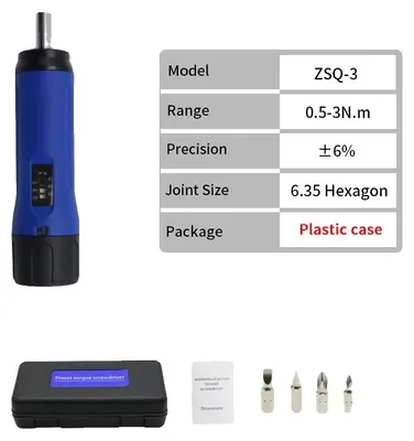 Zdjęcie produktu dla Śrubokręt dynamometryczny, regulowany moment obrotowy, miniaturowa konstrukcja, 0,5–3 N·m