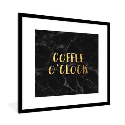 Produktbild von MuchoWow® Gerahmtes Poster Zitat - Kaffee - Gold - Marmor 40x40 cm - Poster mit Schwarzem Bilderrahmen Wandposter Rahmen Foto Bilder - Poster - Plakat im Rahmen
