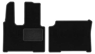 Produktbild von Velours-Fußmatten Vorne passend für Mercedes Actros MP4 (Schmale Kabine, Bj. 2011-2019) –  schwarz, passgenau, mit Befestigungen set 2 Stk. - STANDARD