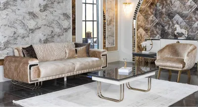 Zdjęcie produktu dla Salon Nowoczesny zestaw sofa trzyosobowa fotel tapicerowany stolik kawowy
