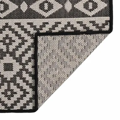 Image de vidaXL Tapis d'extérieur en lin 100x200 cm noir rayé