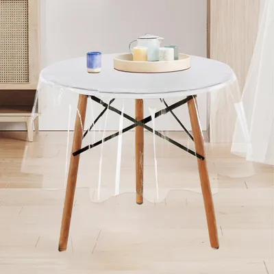 Runde PVC-Tischdecke, transparent, 153 cm Ø, 0,13 mm, wasserdicht