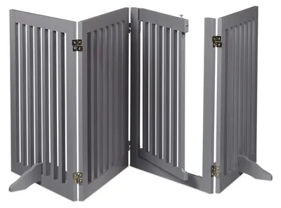 Immagine prodotto di Cancelletto di sicurezza per cani - Con porta - Pieghevole - 70 x 207 cm - Grigio - Cancelletto per scale
