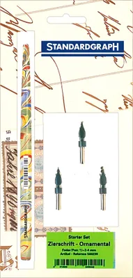 Produktbild von Standardgraph Kalligraphie Set, Zierschriftfedern Starter 0,75/2/4 mm, 1 Federhalter