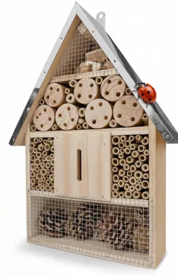 Immagine prodotto di NatureCrafts Hotel per insetti, 39 x 23 cm, Naturholz, Metalldach