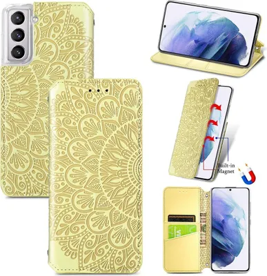 Produktbild von König Design Hülle kompatibel mit Samsung Galaxy S21 Plus Kunstleder Handyhülle - Handy Case Gelb