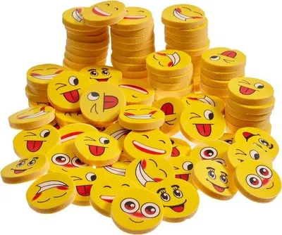 Image de 100 autocollants avec 6 smileys différents - Cadeau d'anniversaire pour enfants