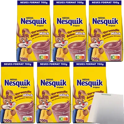 Produktbild von Nestle Nesquik Kakaopulver Originalbeutel 6er Pack (6x700g Packung) + usy Block