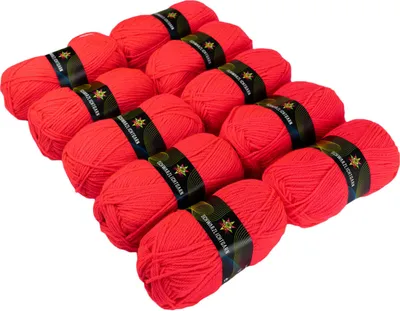 Produktbild von PSYWORK 10er-Pack 50g Schwarzlicht Wolle Neon | Rot | Strickgarn aus 100% Polyacryl | zum Häkeln & Stricken | fluoreszierend leuchtend | UV-aktiv | DIY | Basteln | StringArt