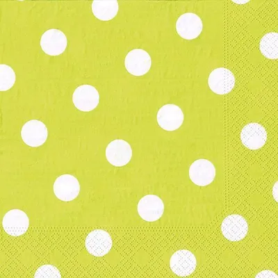 Produktbild von Papstar Servietten, 3-lagig 1/4-Falz 40 cm x 40 cm limonengrün "Dots", 10 x 20 Stück
