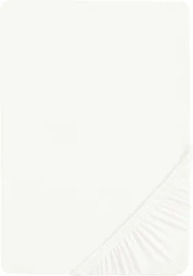 A white fitted sheet is shown flat on a white background, with the elasticized corner visible in the bottom right.