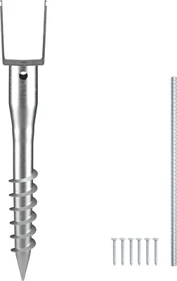 Obrázek produktu pro SucceBuy No Dig zemní kotva, 1 balení, 10 x 7 x 70 cm, kůl k přišroubování, včetně 6 kotevních šroubů a výztužné tyče, ve tvaru U, robustní ocelový držák pro poštovní schránky a plotové sloupky