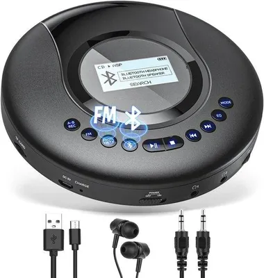 Produktbild von Portable Bluetooth CD-Player für Auto und Kinder - Ladbares Discman mit LCD-Bildschirm und Anti-Schock-Schutz
