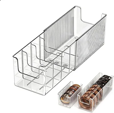 Imagen del producto de Organizador de cinturones de acrílico, con 7 compartimentos, extensible de 24,5 a 43 cm, para accesorios