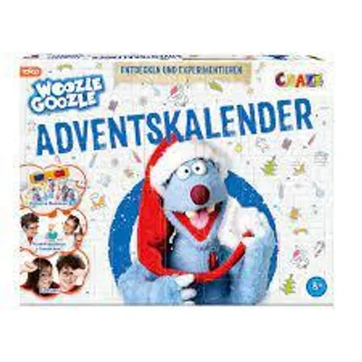 A product box for a CRAZE Adventskalender featuring a Woozle Goozle character.