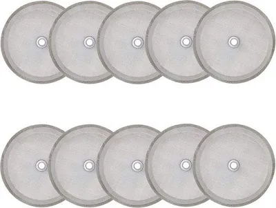 Image de Lot de 10 - Filtres à café pour cafetières à piston et filtres à thé - Filtres de rechange en acier inoxydable de 10 cm pour cafetières à piston - réutilisables - universels 1 000 ml - 34 oz - argent - acier inoxydable