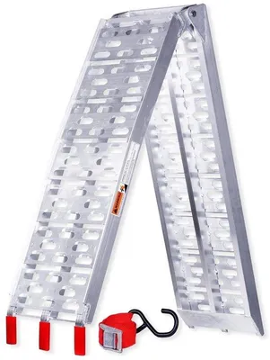 Image de Rampe de chargement pliable en aluminium pour motos, quads et remorques de voiture - antidérapante - en acier galvanisé - capacité de charge jusqu'à 340 kg (max. 680 kg par paire)