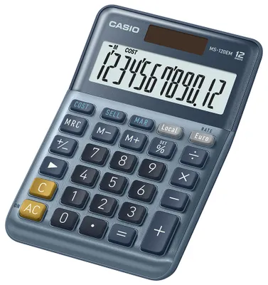Obrázek produktu pro Casio MS-120EM, Desktop, Kalkulačka s displejem, 12 číslice/číslic, Sklápěcí display, Baterie / Solár, Modrá