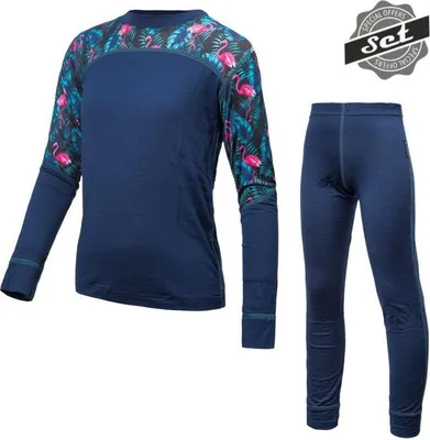 Produktbild von Set Sensor Merino Impress Kinder Shirt und Unterwäsche dunkelblau-blumig größe 110 22200034-02