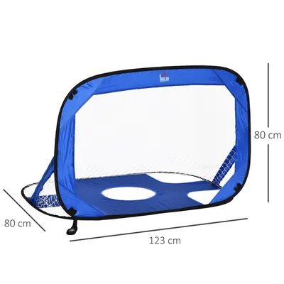Produktbild von HOMCOM Pop Up Fußballtore 2er Set tragbare faltbare Minitore mit Tragetasche Blau 123x80x80 cm für Garten und Sportaktivitäten
