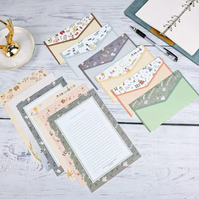 Produktbild von 36 Blatt Briefpapier und 18 selbstklebende Umschläge - Motivumschläge für Einladungen und Geschenke.
