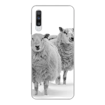 Produktbild von MuchoWow® Handyhülle Schutzhülle Hülle für Samsung Galaxy A70 Schafe - Schnee - Weiß Silikon Softcase Handy Hülle - Schutzhaube