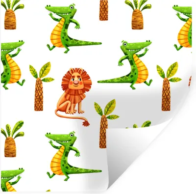 Produktbild von MuchoWow® Wandtattoo Wandsticker Wandaufkleber Dschungel - Tiere - Palmen 30x30 cm Selbstklebend und Repositionierbar - Repositionierbar - Wasser abweisend