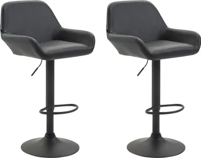 Produktbild von CLP 2er Set Barhocker Braga Kunstleder drehbar und höhenverstellbar schwarz Gestell Farbe schwarz